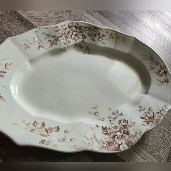 Antique Brown Transferware Serving Platter | Colonial Pottery 'Cluny' - Picture 6 of 7